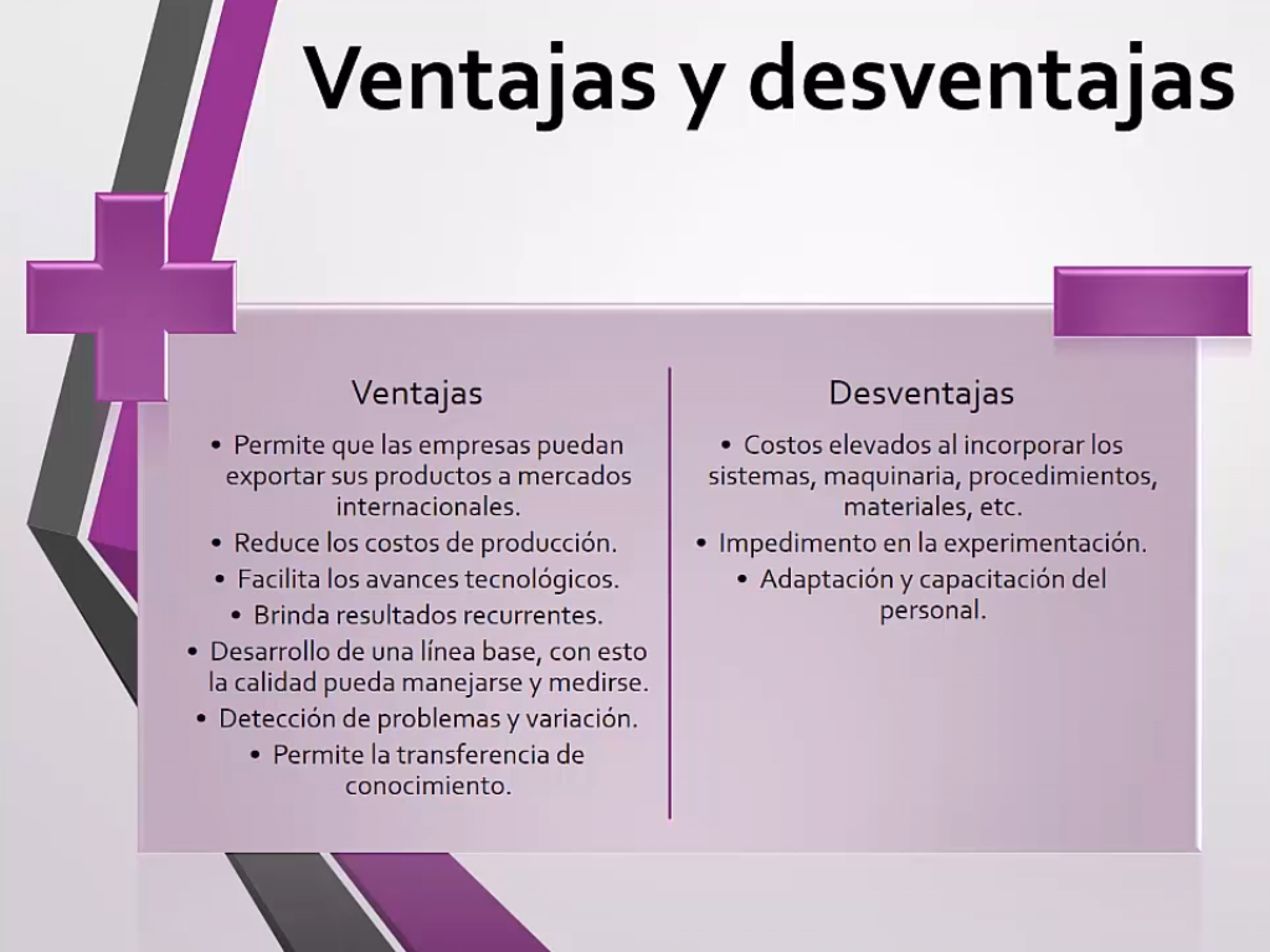 Ventajas y desventajas de la estandarización